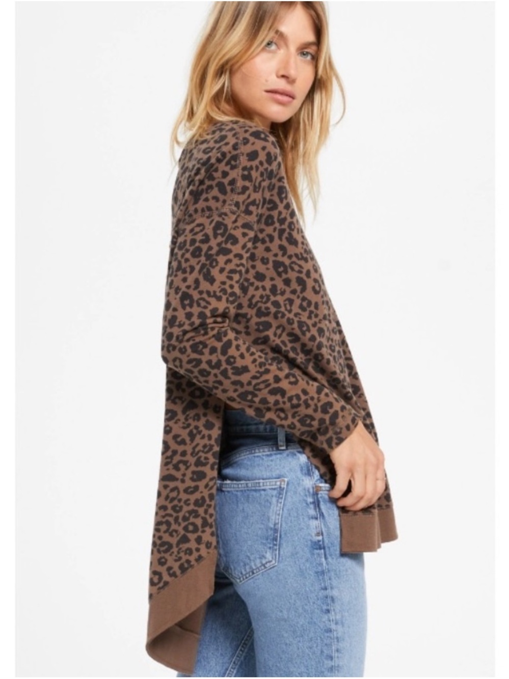 Z Supply Leopard Print Pullover Tunic Sweatshirt XS